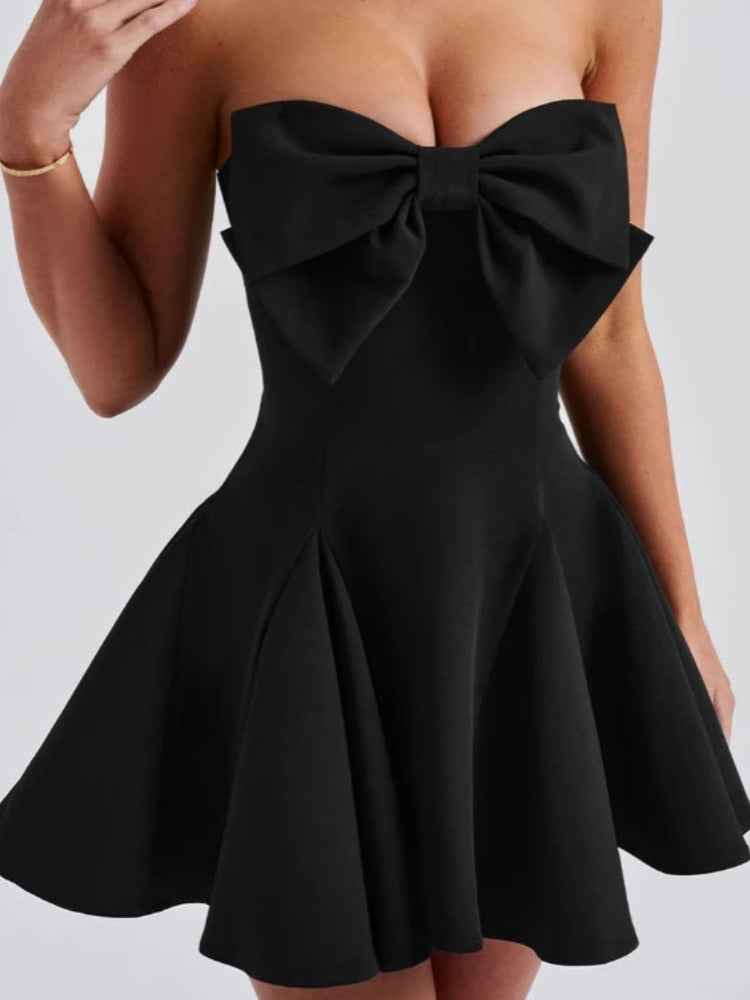 Sweet Bow-Tie Bandeau Mini Dress