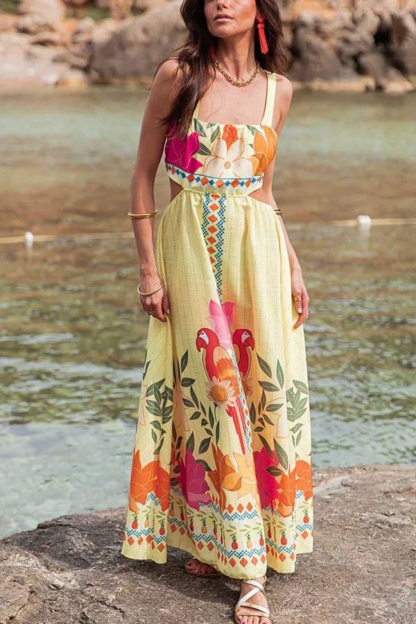 Resort Printed Sleeveless Midi Dress