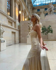 Elegant Beige Bodycon Textured Midi Dress