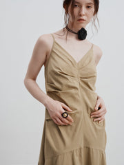 Casual Pleated Waist Sleeveless Maxi Dress