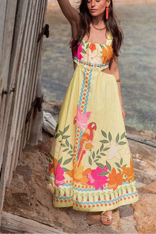Resort Printed Sleeveless Midi Dress