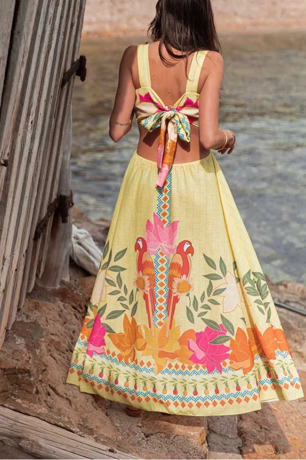 Resort Printed Sleeveless Midi Dress