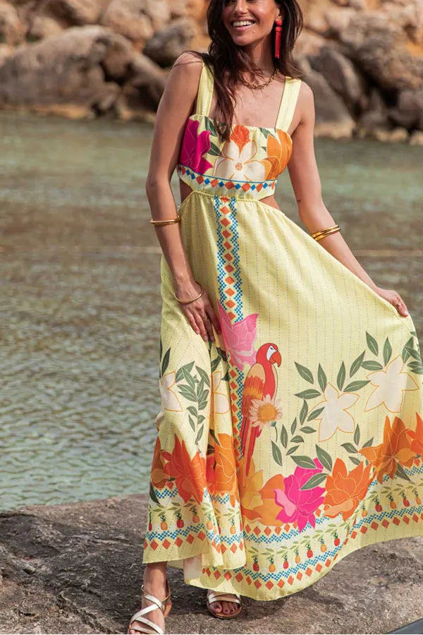 Resort Printed Sleeveless Midi Dress