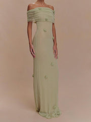 Mint Green Knit Off Shoulder Maxi Dress