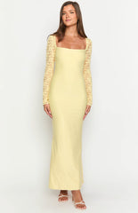 Butter Yellow Lace Maxi Dress