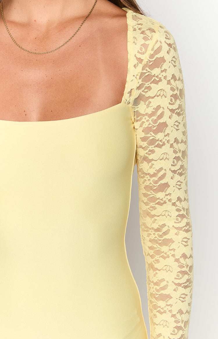 Butter Yellow Lace Maxi Dress