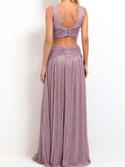 Purple Crossover Plunge Maxi Dress