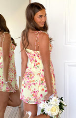 Yellow Floral Bloom Mini Dress