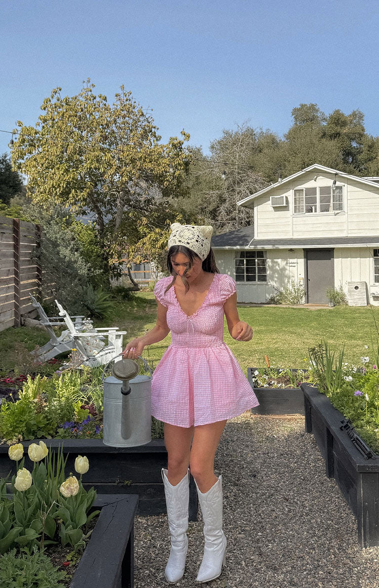 Pink Gingham Mini Dress