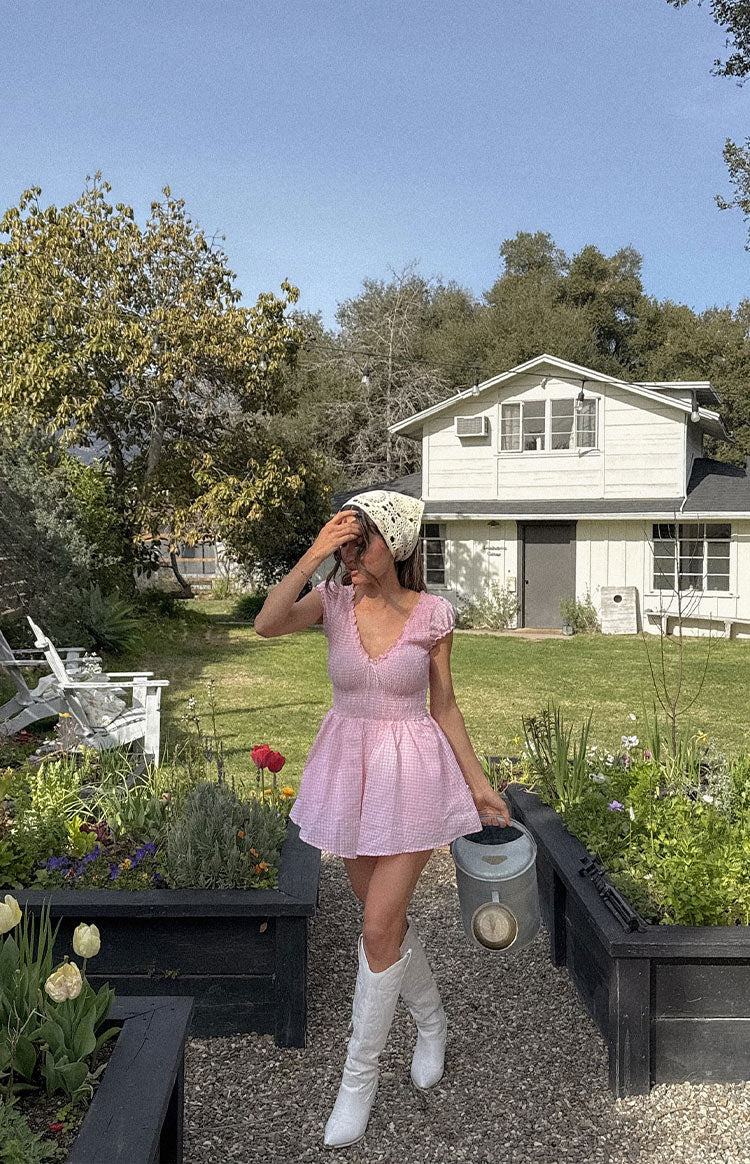 Pink Gingham Mini Dress