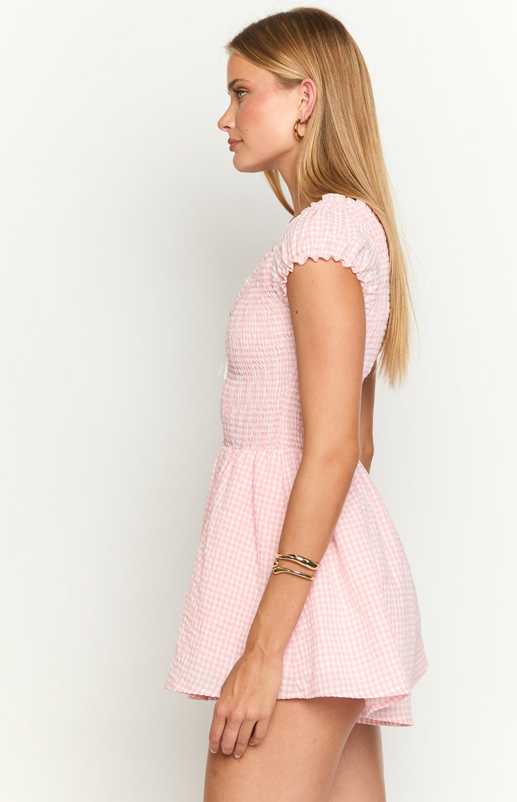 Pink Gingham Mini Dress