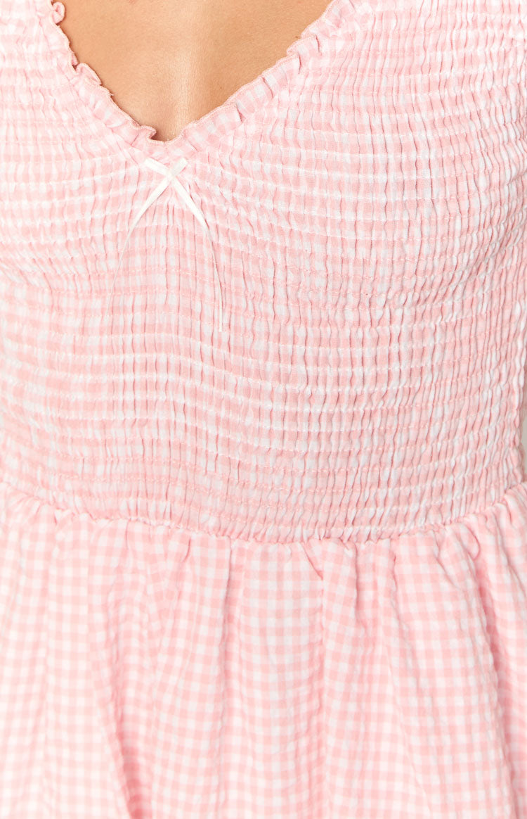 Pink Gingham Mini Dress