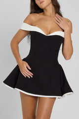 Black Off the Shoulder Mini Dress