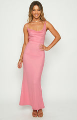 Pink Mesh Maxi Dress