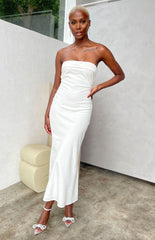 White Bandeau Midi Dress