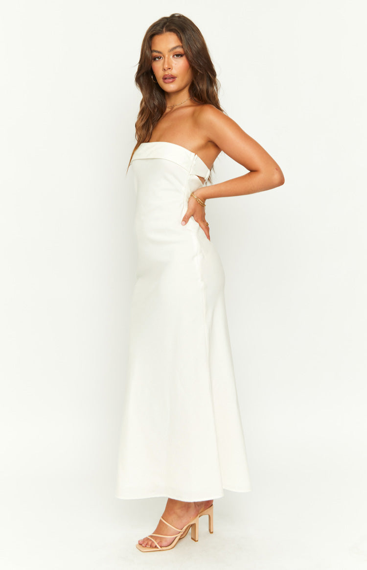 White Bandeau Midi Dress