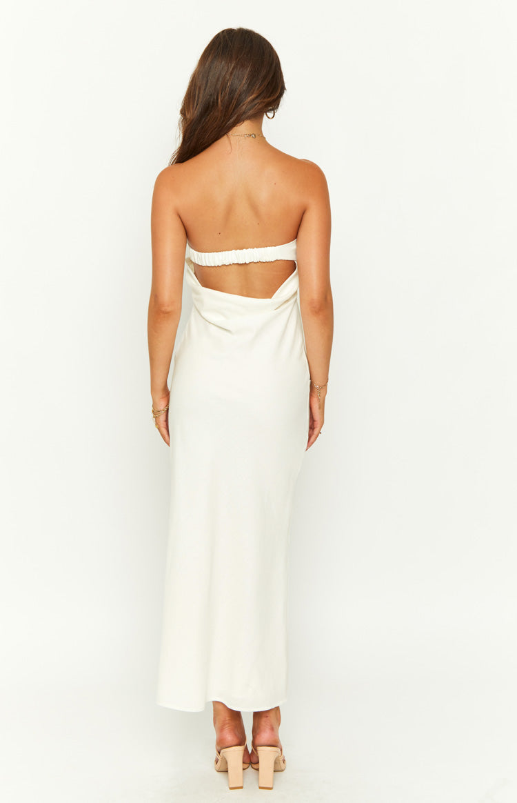 White Bandeau Midi Dress