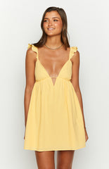 Yellow Back-Tie Mini Dress