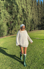 Cream Cable Knit Sweater Dress