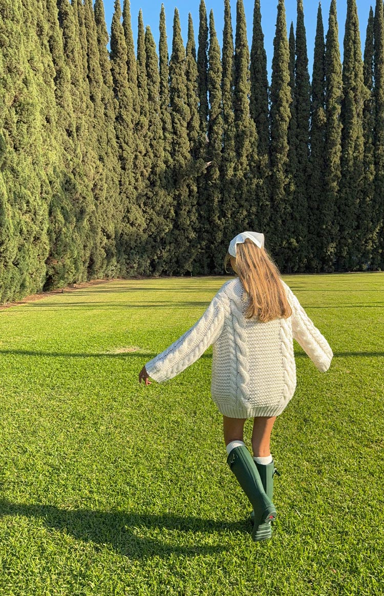 Cream Cable Knit Sweater Dress