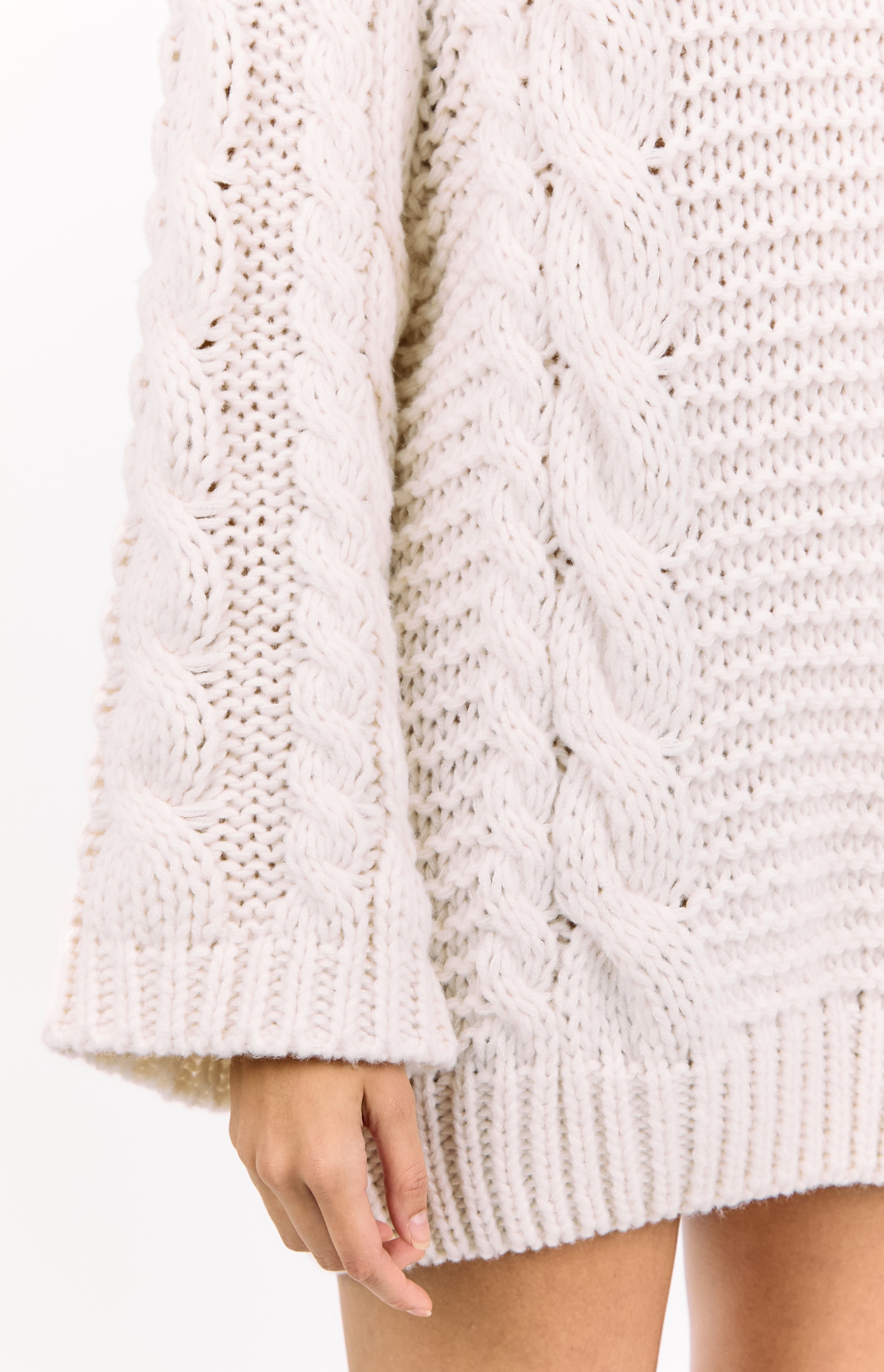 Cream Cable Knit Sweater Dress