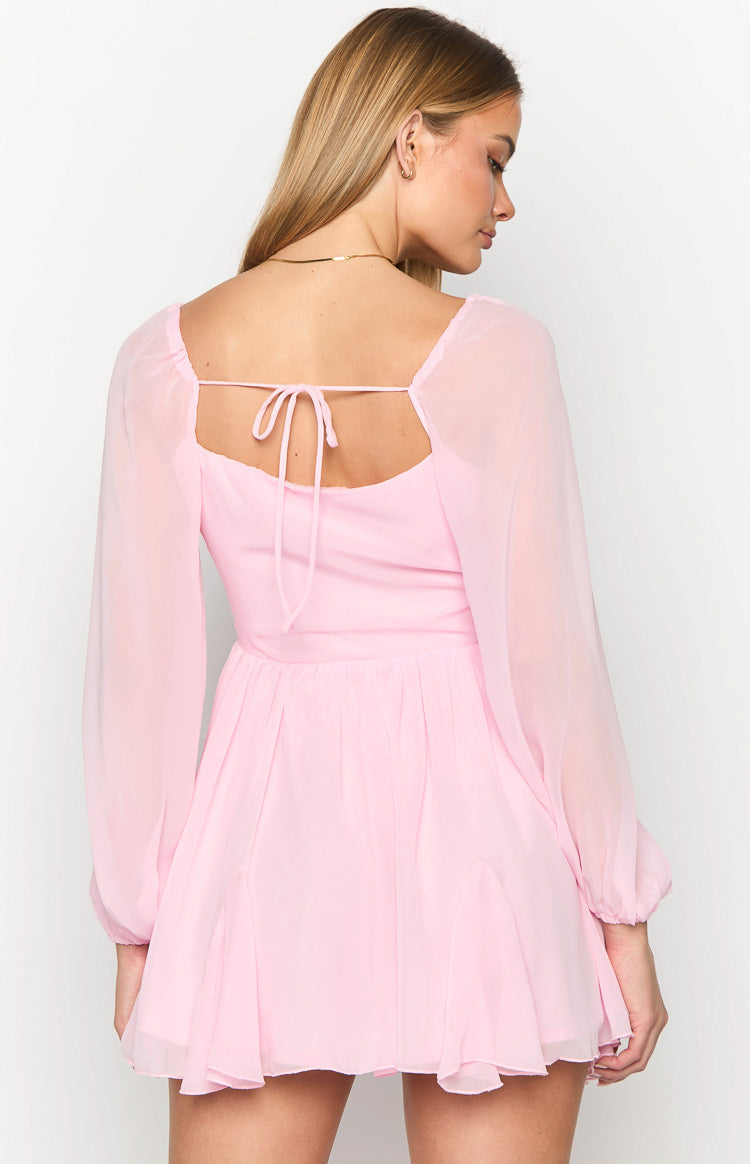 Light Pink Long Sleeve Mini Dress