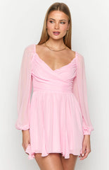 Light Pink Long Sleeve Mini Dress