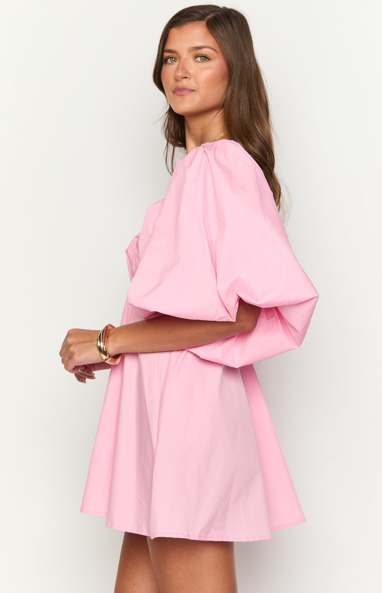 Baby Pink Short Sleeve Mini Dress