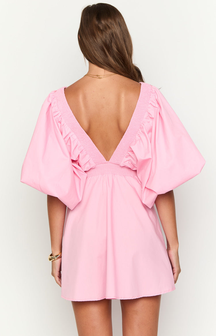 Baby Pink Short Sleeve Mini Dress