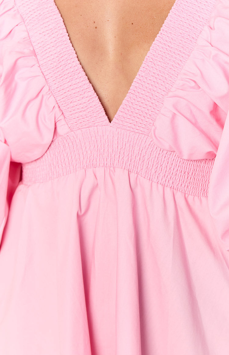 Baby Pink Short Sleeve Mini Dress