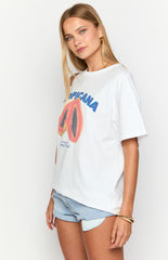 Tropicana Print Oversized White Tee
