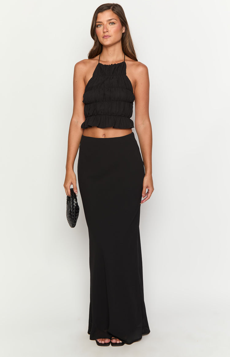 Black Halter Neck Crop Top