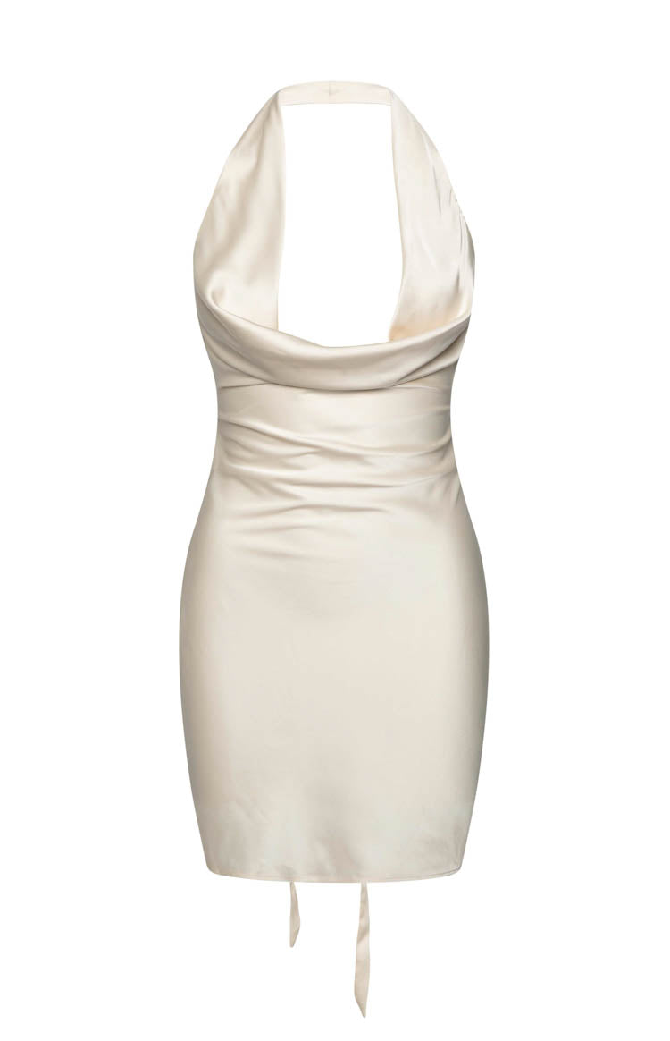 Champagne Satin Mini Party Dress