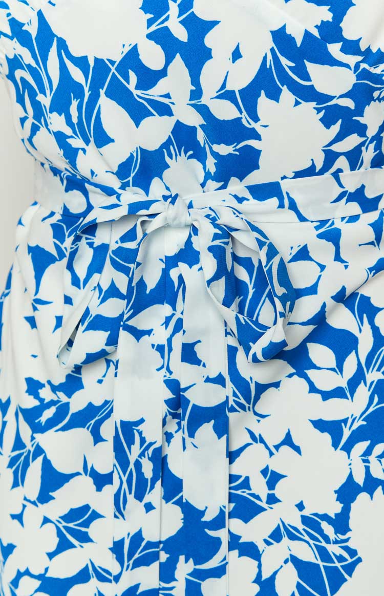 Blue Floral Sleeveless Maxi Dress