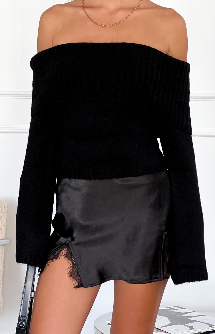 Black Split Mini Skirt