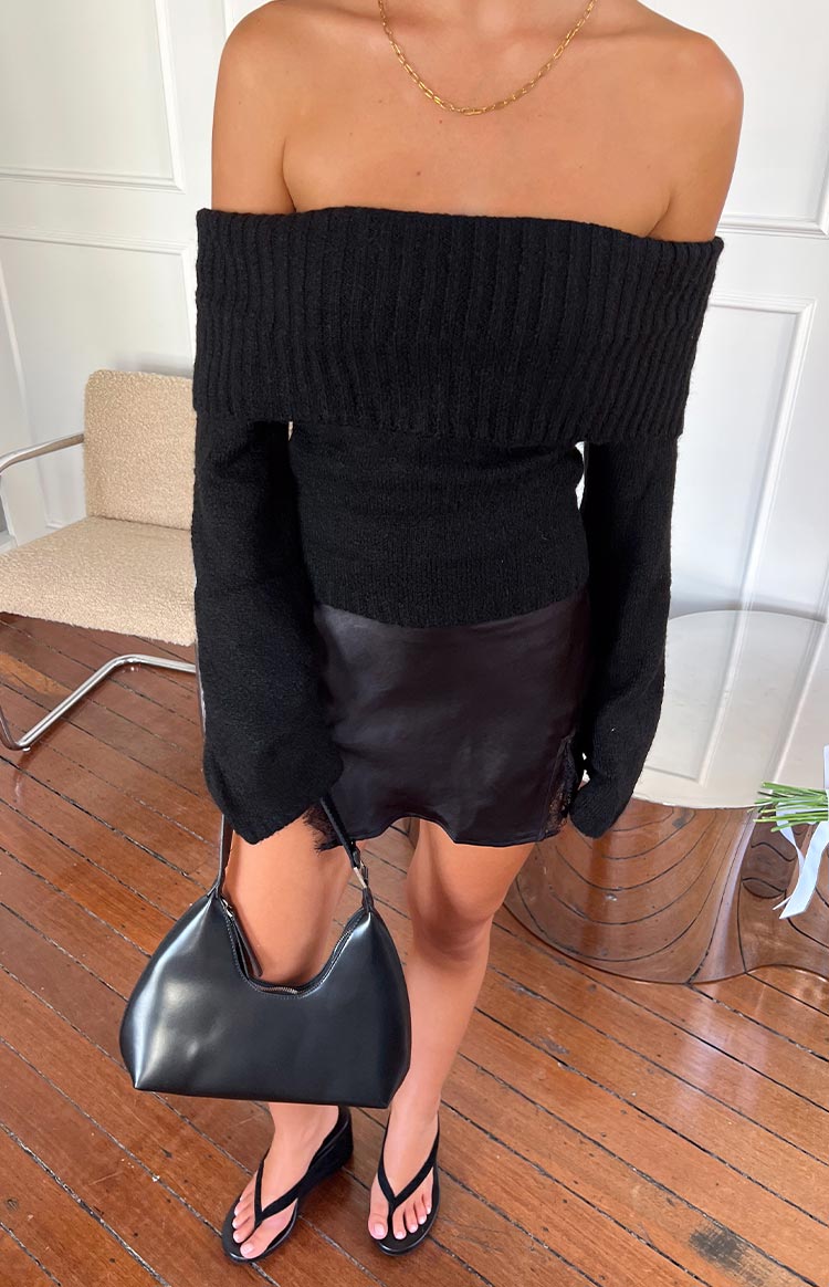 Black Split Mini Skirt
