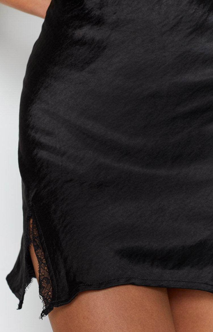 Black Split Mini Skirt