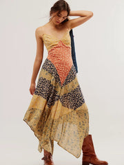 Floral Color Block Slip Maxi Dress