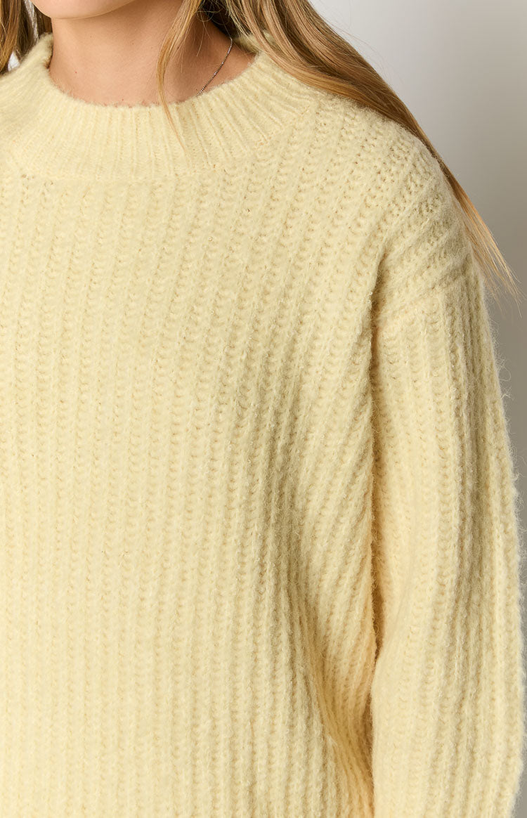 Yellow Ribbed Knit Oversized Sweater