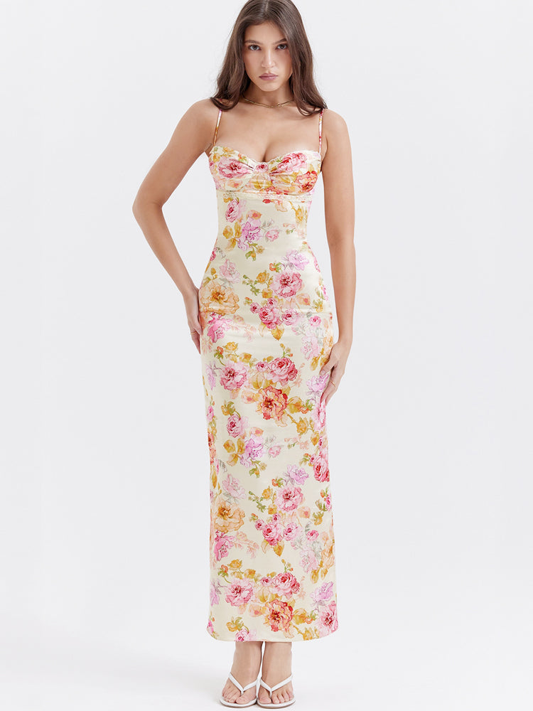 Yellow Floral Maxi Slip Dress