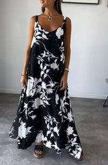 Leavy Silhouette Print Midi Dress