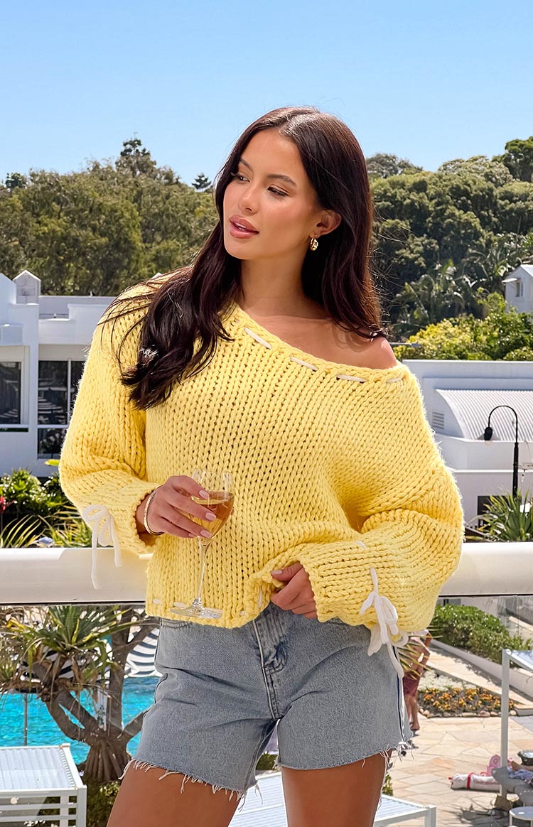 Yellow Drop Shoulder Knit Sweater