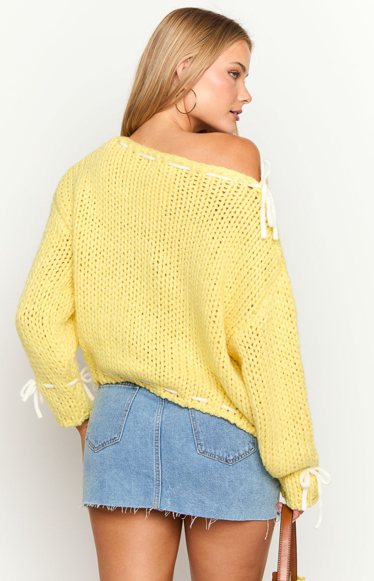 Yellow Drop Shoulder Knit Sweater