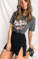 Black Slit Slit Mini Skirt