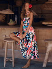 Multicolor Floral Halter Maxi Dress