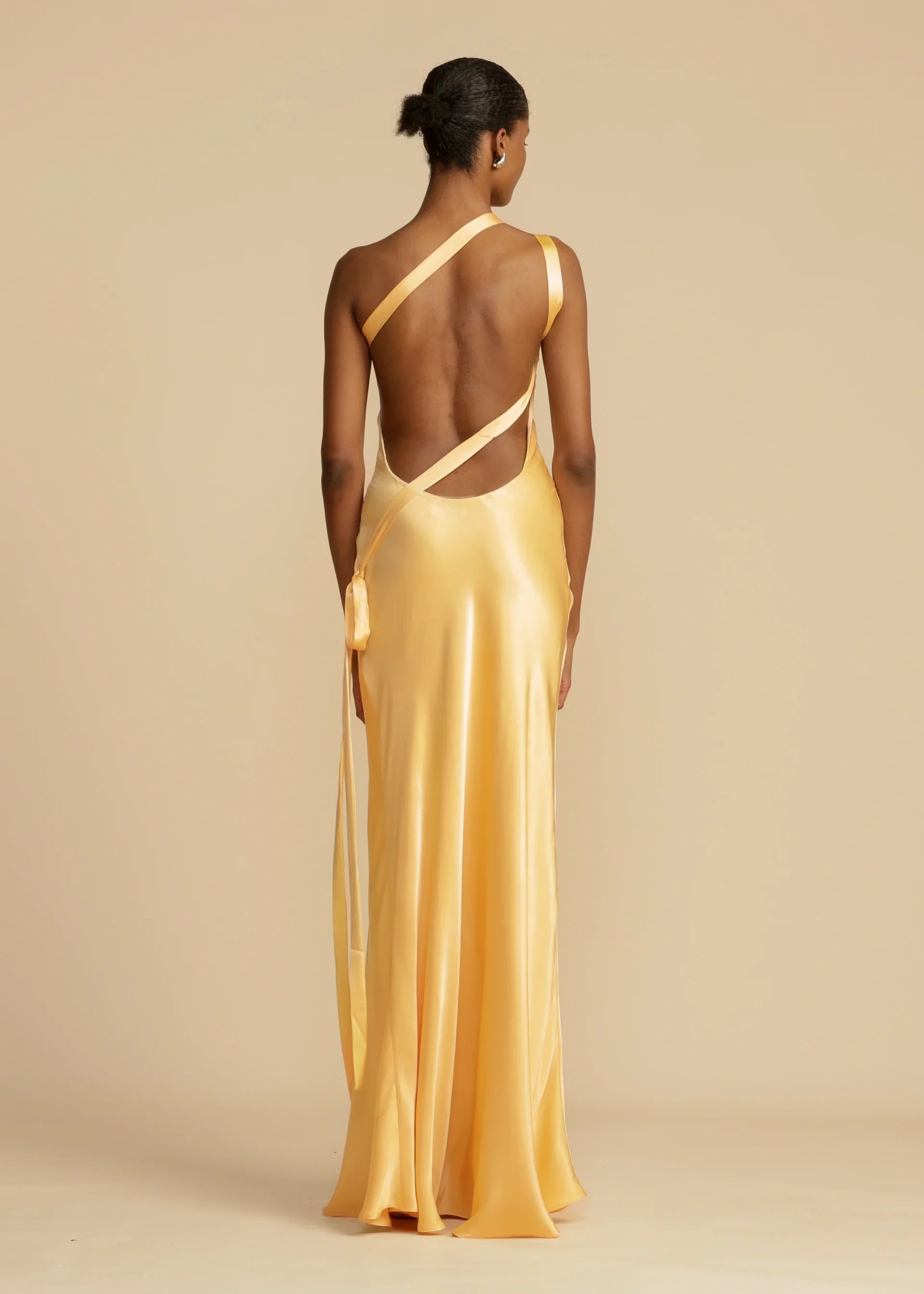 Orange Red Satin One Shoulder Maxi Dress