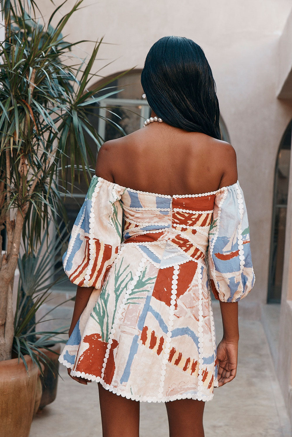 Boho Chic Puff Sleeves Printed Mini Dress