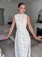 Delicate Lace Sleeveless Midi Dress