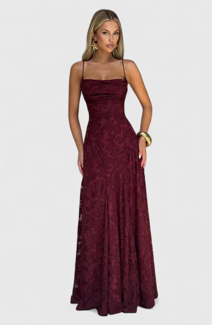 Spaghetti Strap Backless Textured Maxi Dress