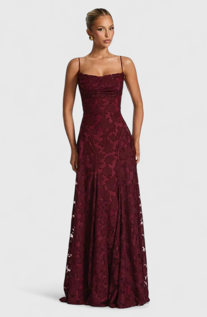 Spaghetti Strap Backless Textured Maxi Dress